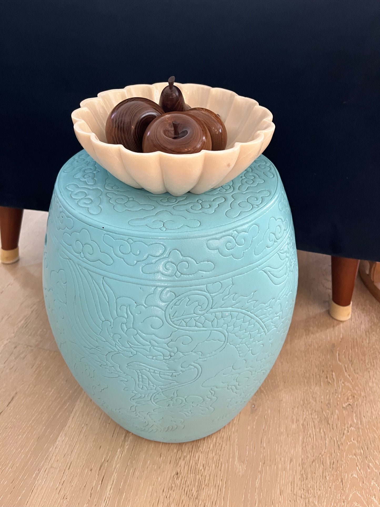 Beautiful Ceramic Turquoise Stool