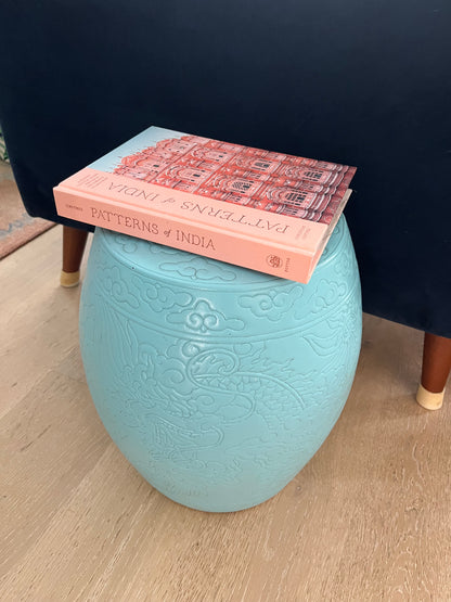 Beautiful Ceramic Turquoise Stool