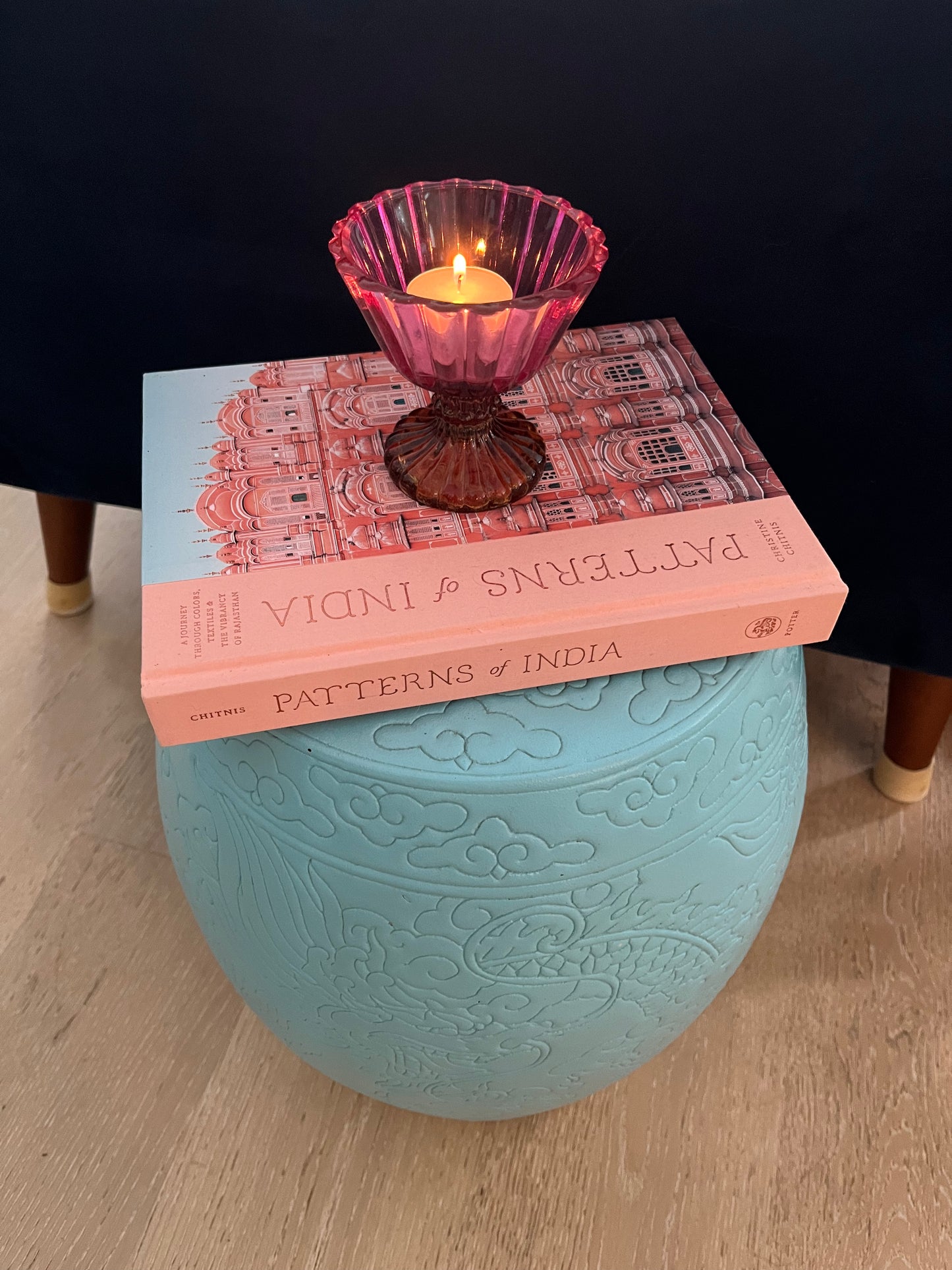 Beautiful Ceramic Turquoise Stool