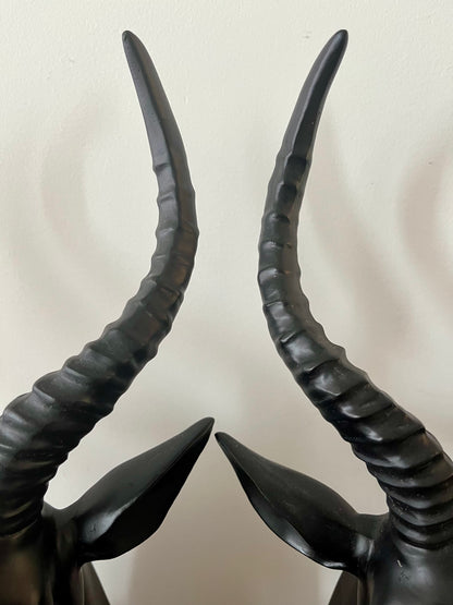 Beautiful Black Nood Antelope Bookends ( Pair )