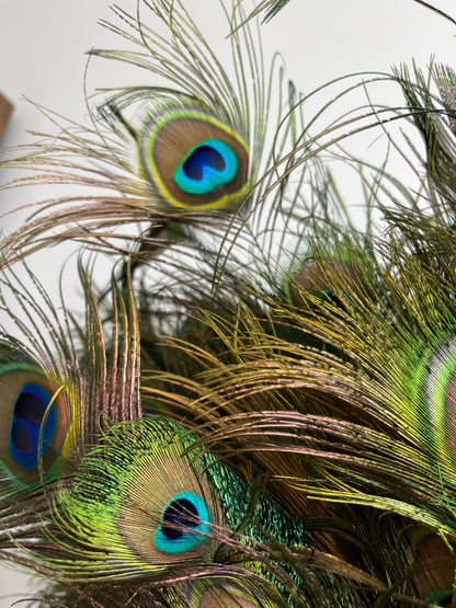 Lovely Lantern Vase with Peacock Feathers