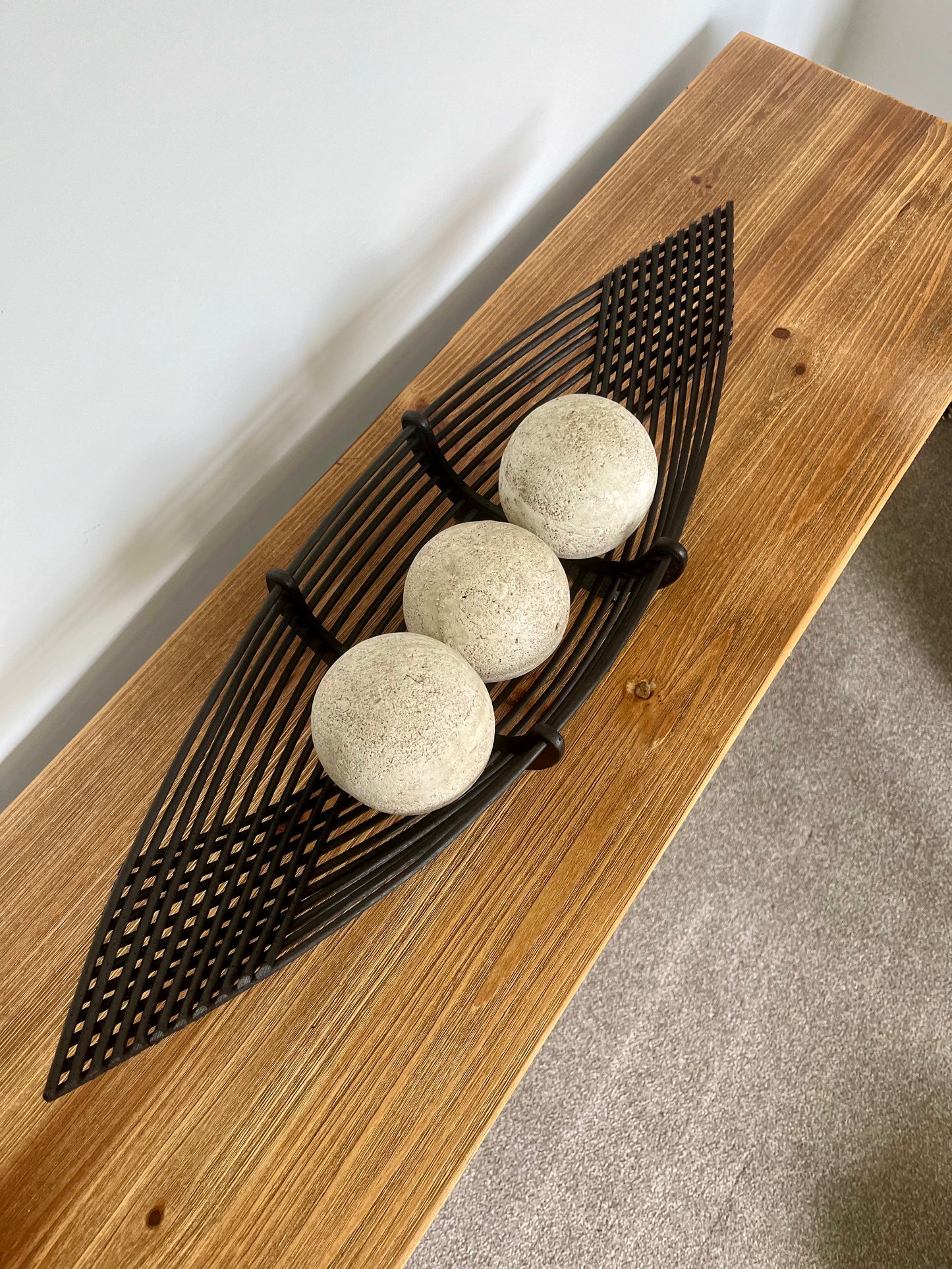 Bamboo Tray with Concrete Balls