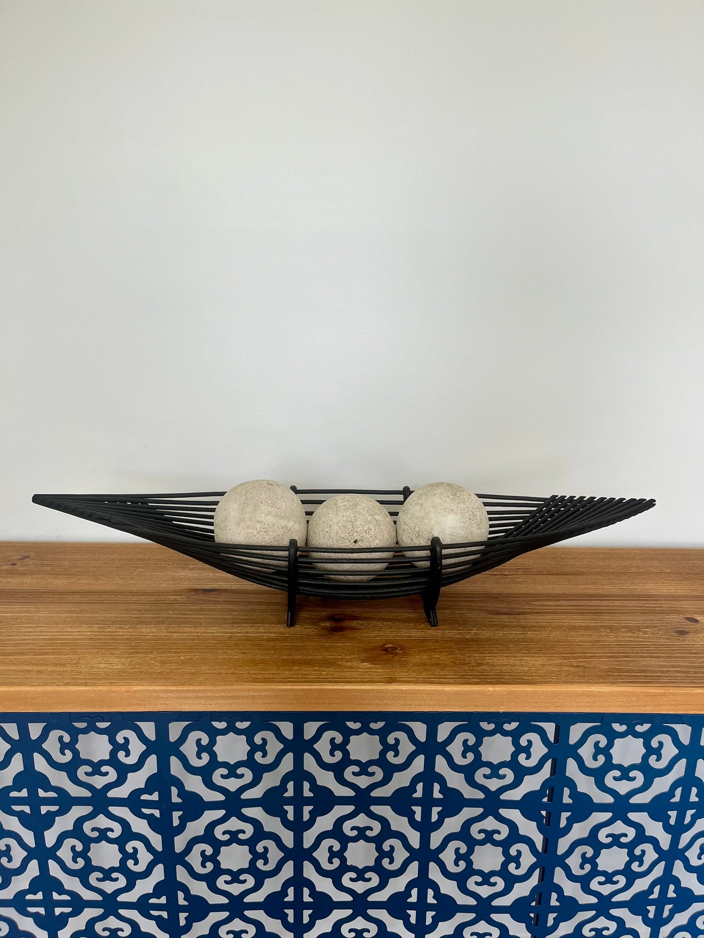 Bamboo Tray with Concrete Balls