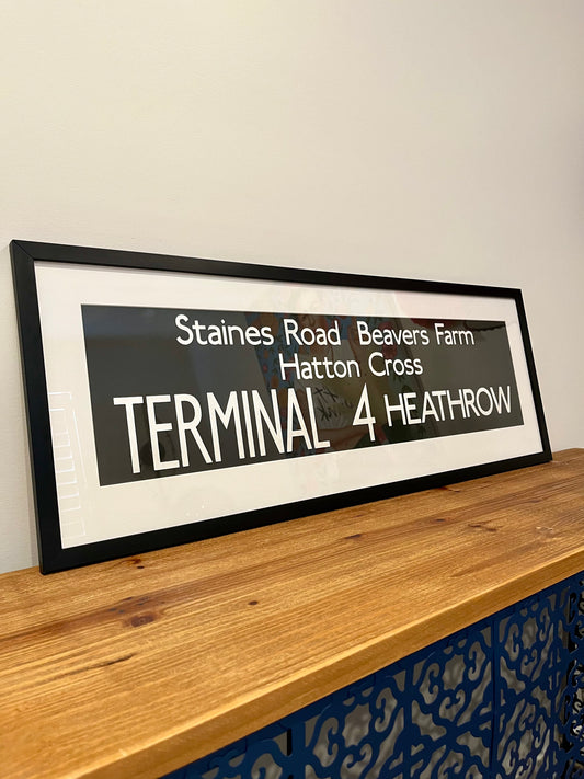 "Terminal 4 Heathrow" Framed Bus Blind Picture