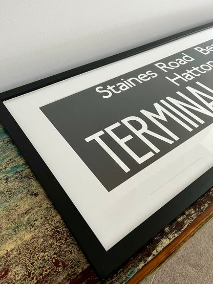 "Terminal 4 Heathrow" Framed Bus Blind Picture