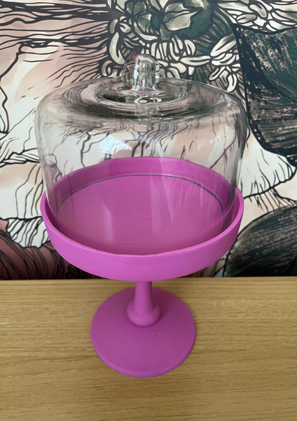 Funky Pink Glass Dome Display Stand