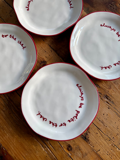 MÆGEN Set of 4 x Statement Plates - 'always Be Polite To the Chef.'