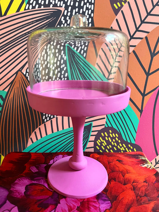 Funky Pink Glass Dome Display Stand