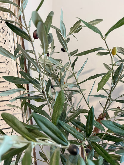 Lovely Faux Olive Tree in Rustic Wooden Vase