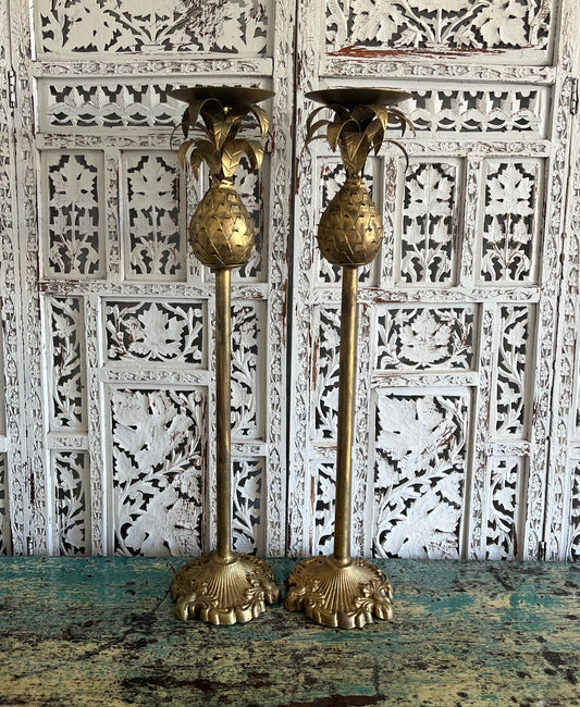Beautiful Tall and Ornate Pineapple Candleholders