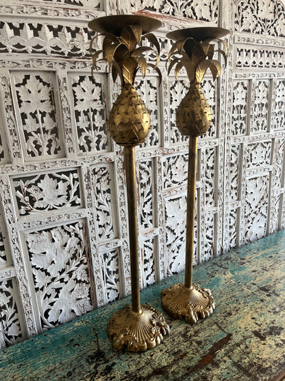 Beautiful Tall and Ornate Pineapple Candleholders