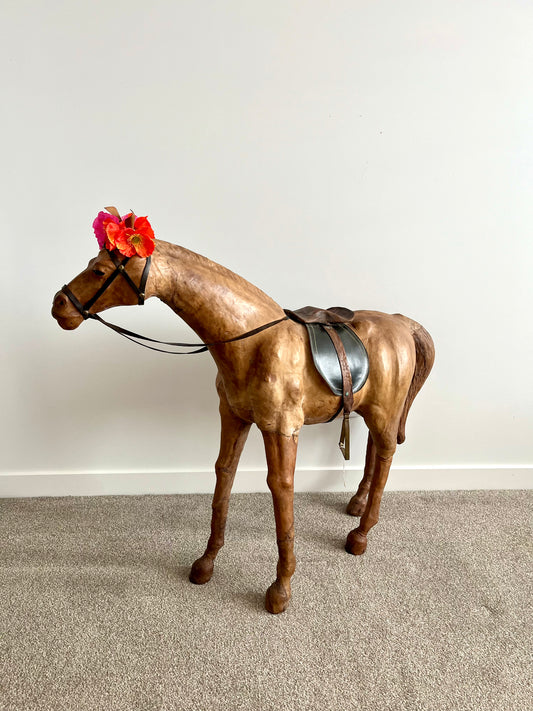 Beautiful Large Vintage Leather Horse