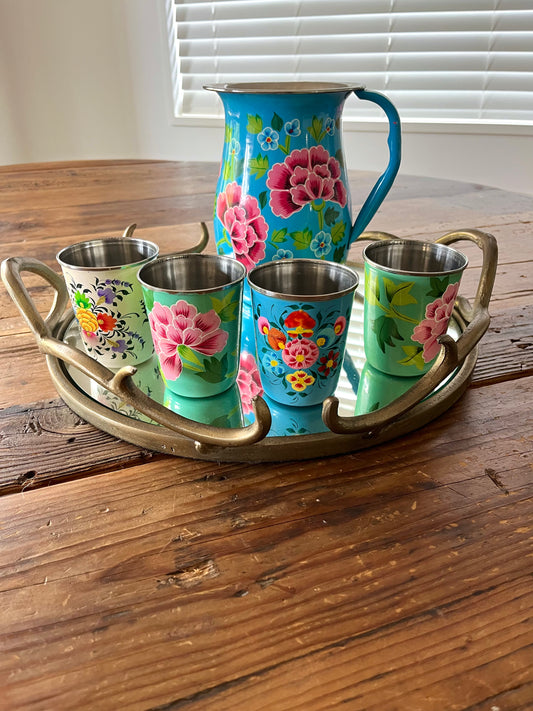 Pretty Floral Jug and Tumblers