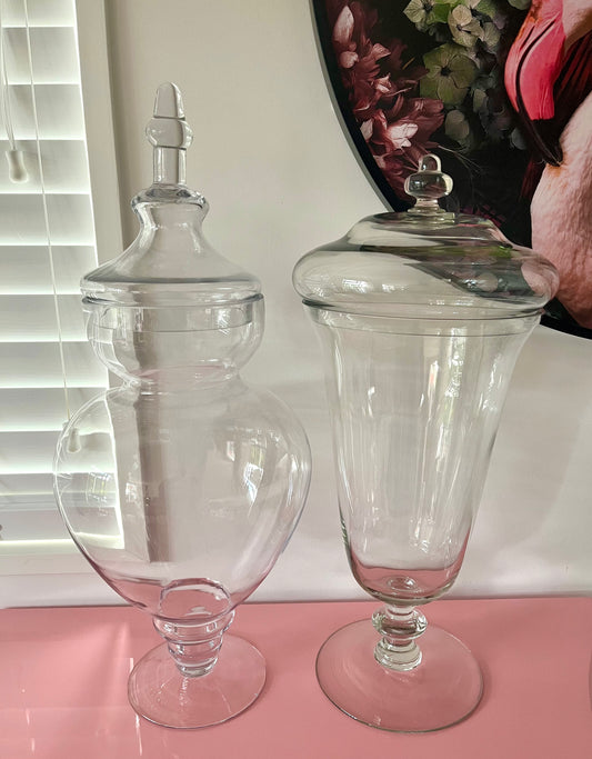 Pair of Large Glass Candy Display Jars