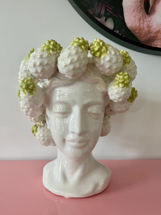 Pretty Pineapple Green & White Vase