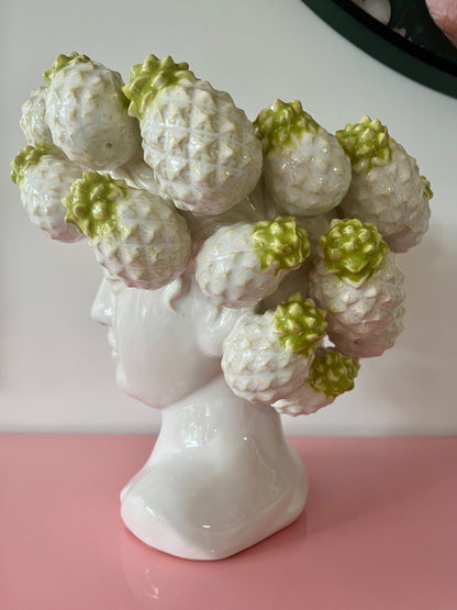 Pretty Pineapple Green & White Vase