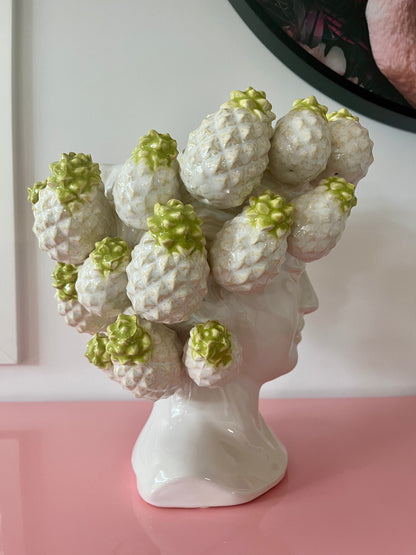 Pretty Pineapple Green & White Vase