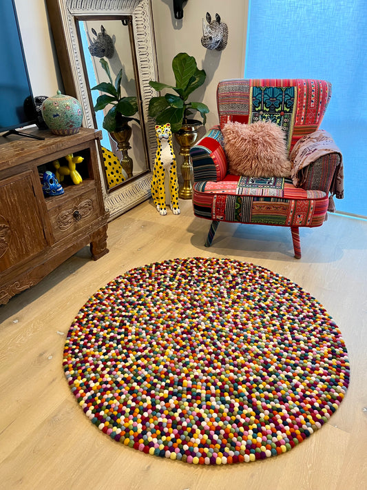 Gorgeous Colourful Felt Ball Rug