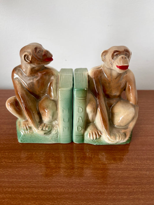 Cute Porcelain Monkey Bookends