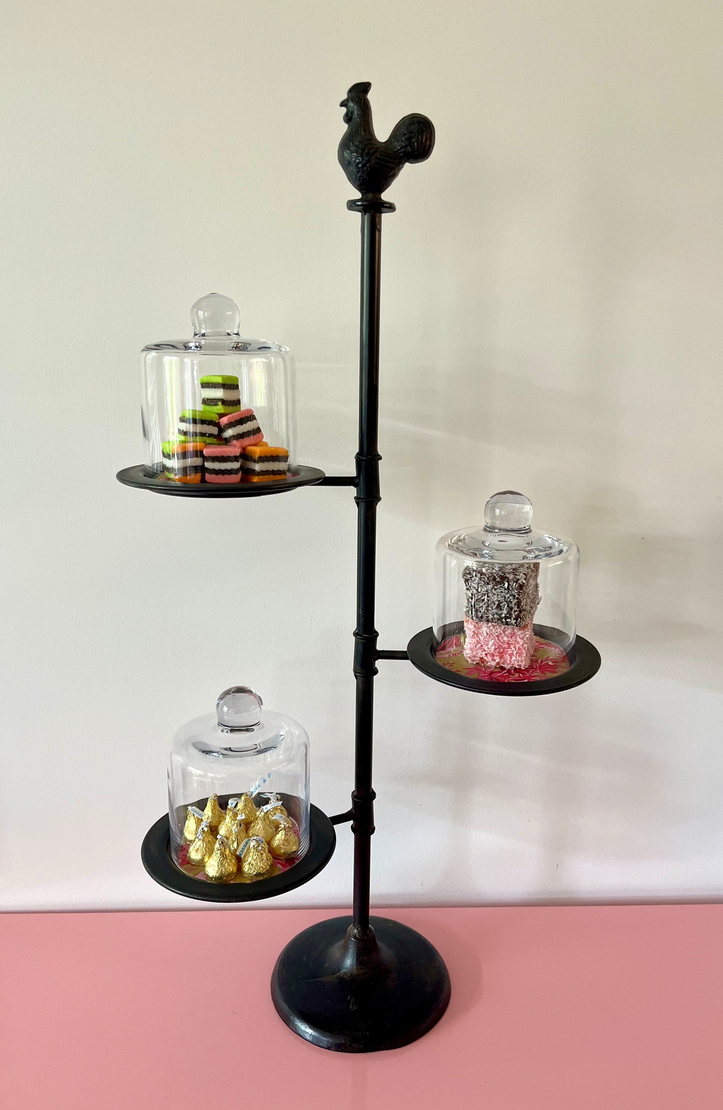 Lovely Metal Stand with Glass Domes