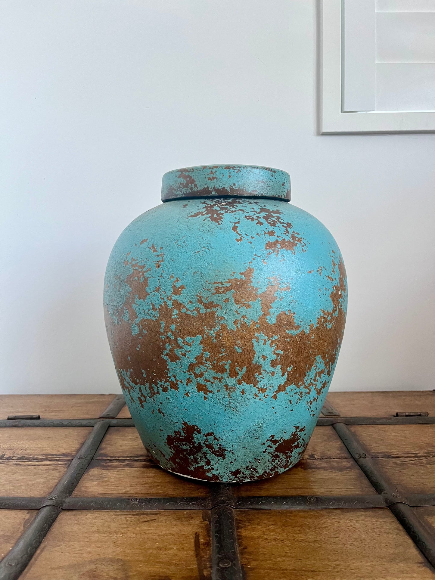 Gorgeous Blue & Copper Decorative Pot