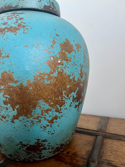 Gorgeous Blue & Copper Decorative Pot