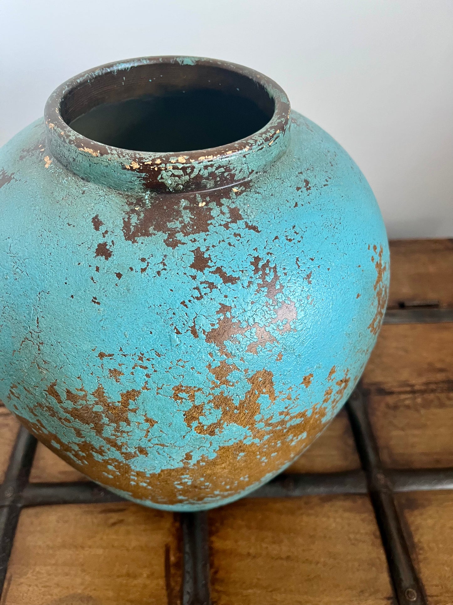 Gorgeous Blue & Copper Decorative Pot