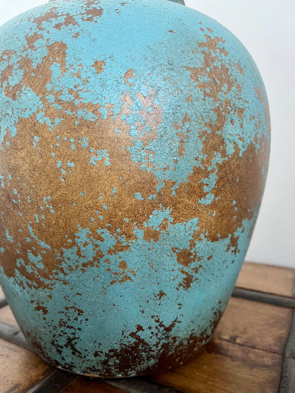 Gorgeous Blue & Copper Decorative Pot