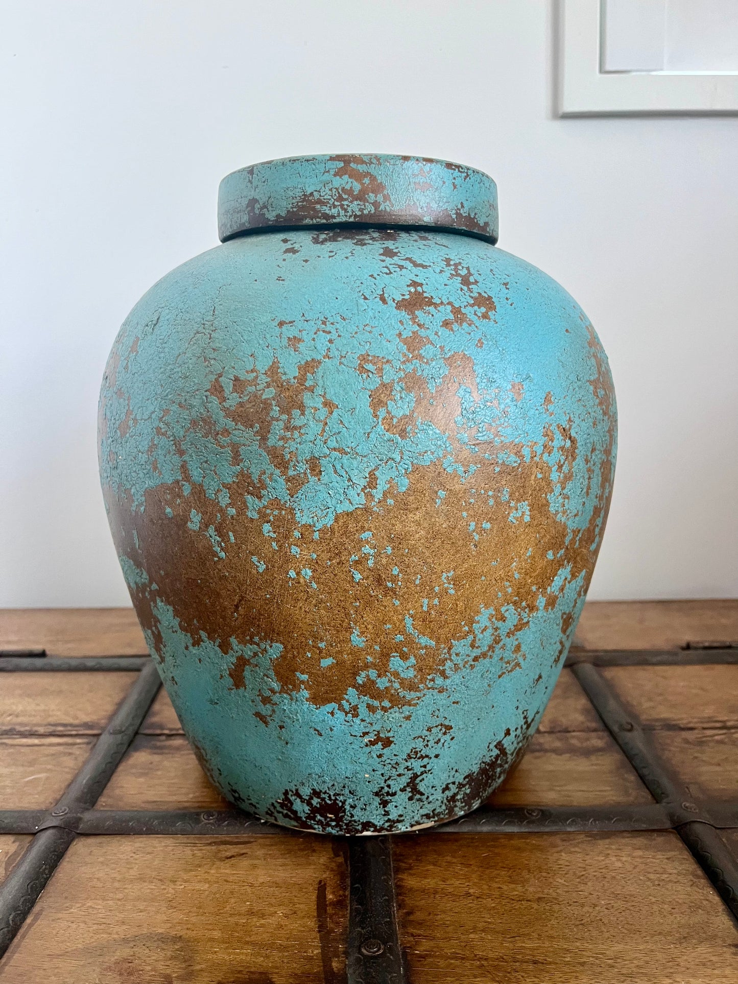 Gorgeous Blue & Copper Decorative Pot
