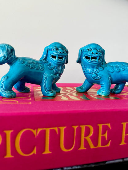 Pair of Turquoise Foo Dog Ornaments