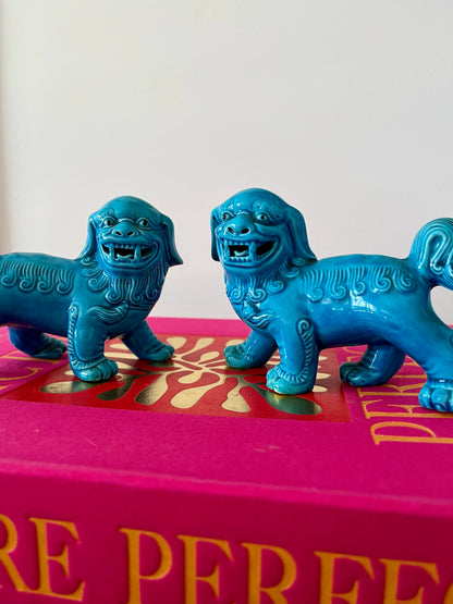 Pair of Turquoise Foo Dog Ornaments