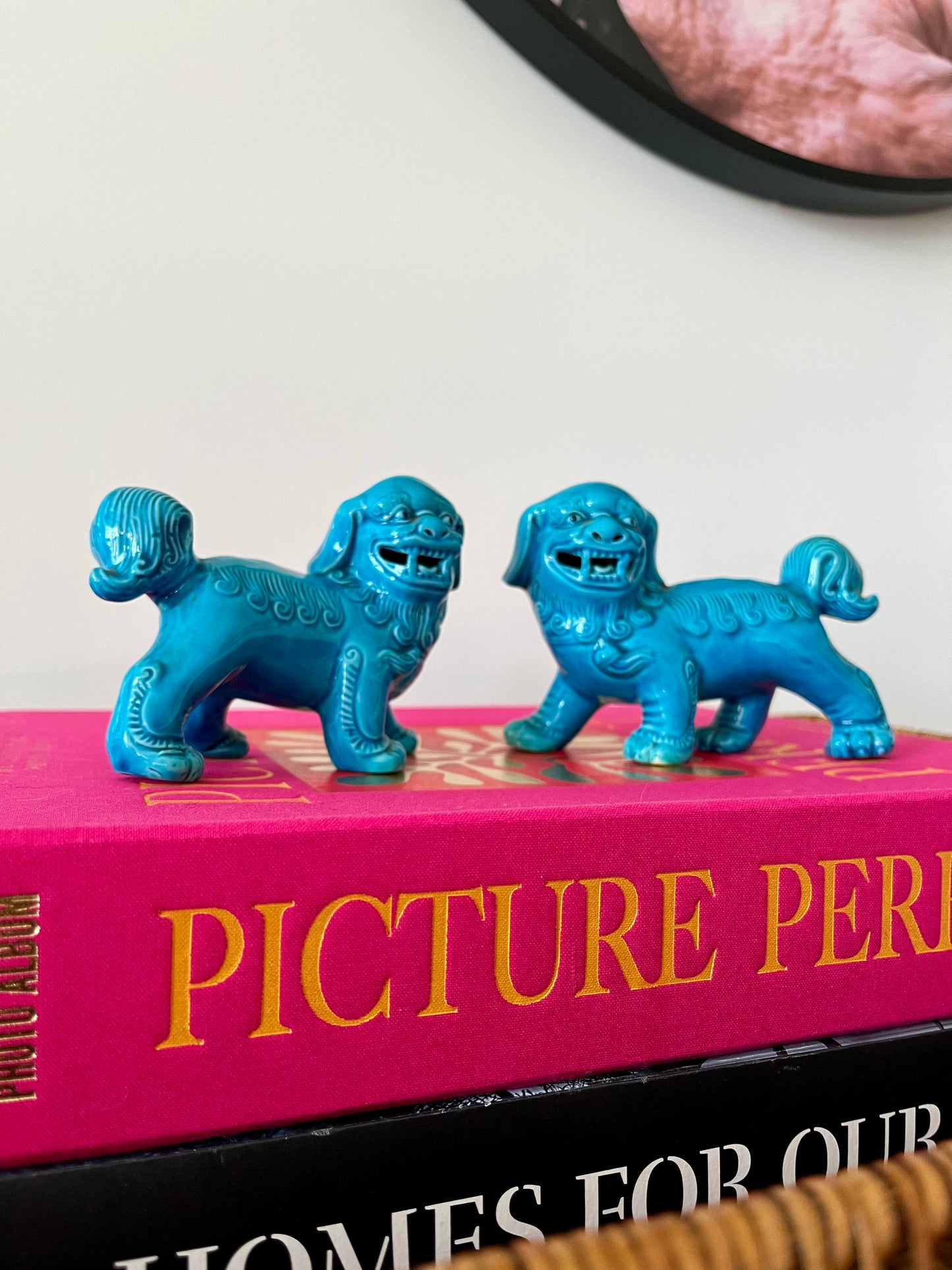 Pair of Turquoise Foo Dog Ornaments