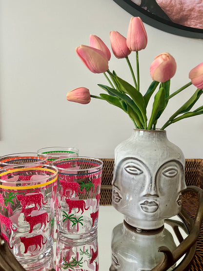 Gorgeous Tray with Funky Glasses & Fabulous Faces Vase