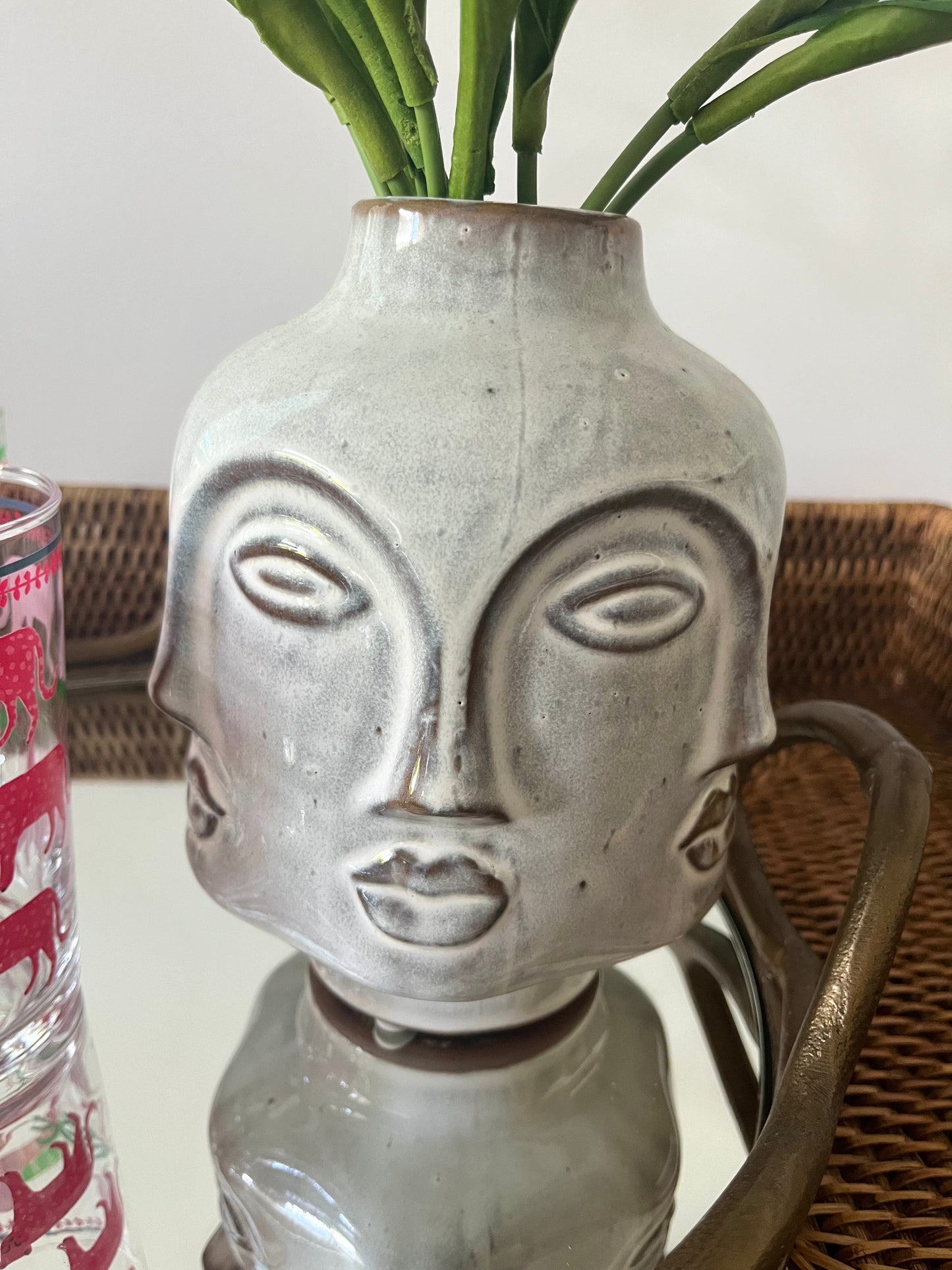 Gorgeous Tray with Funky Glasses & Fabulous Faces Vase