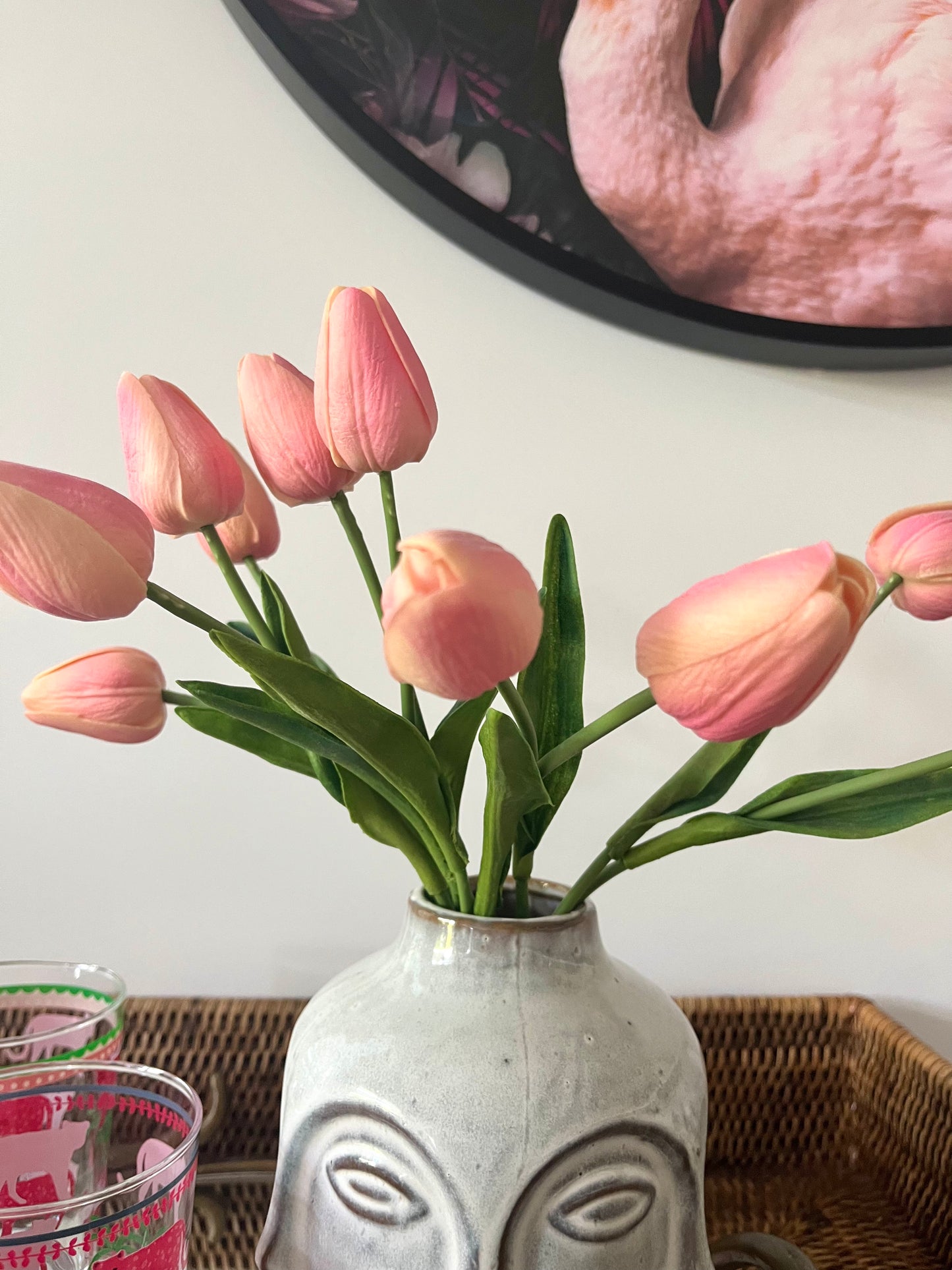 Gorgeous Tray with Funky Glasses & Fabulous Faces Vase