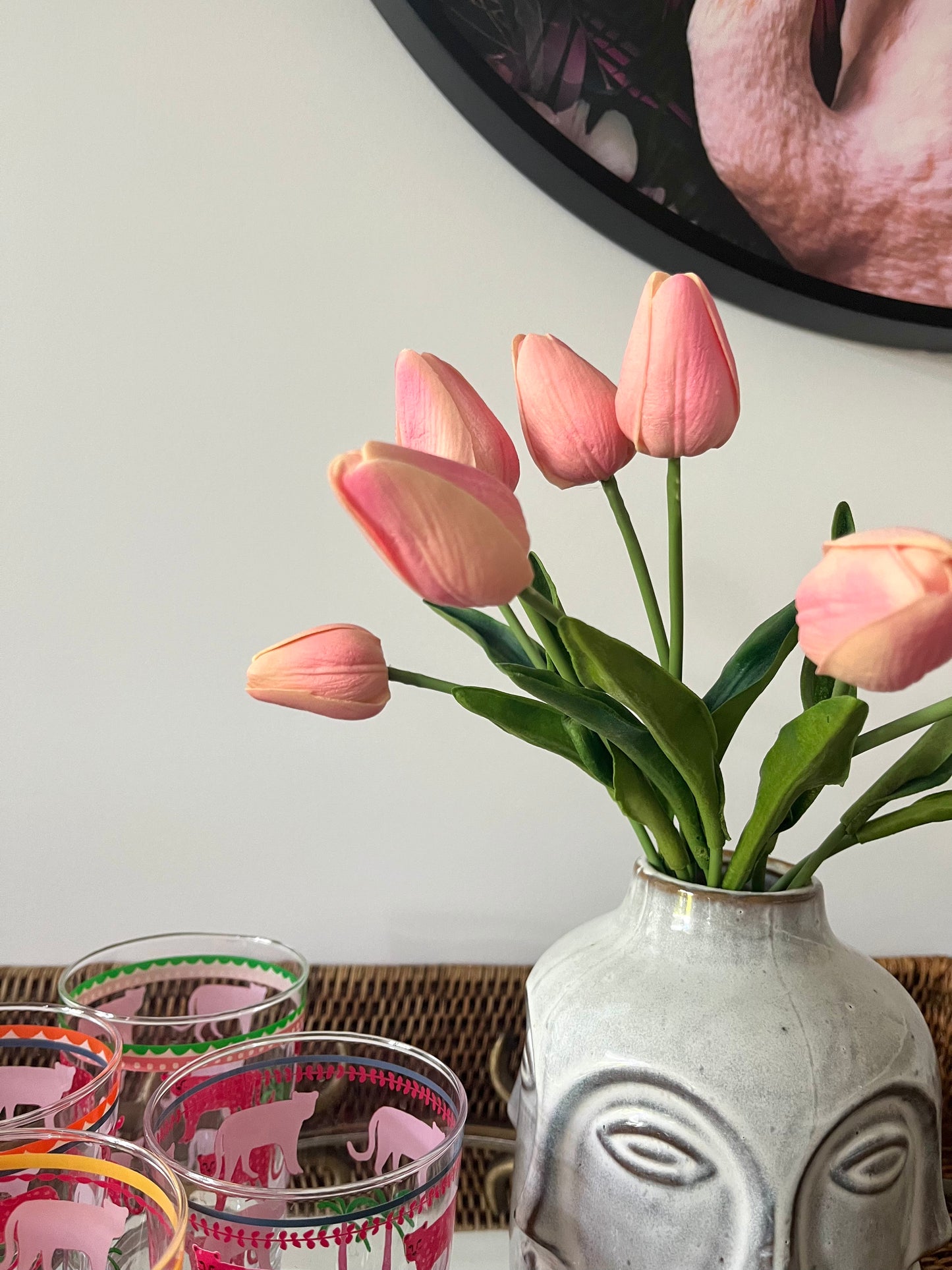 Gorgeous Tray with Funky Glasses & Fabulous Faces Vase