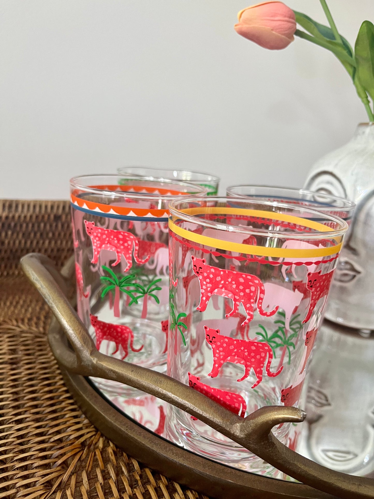 Gorgeous Tray with Funky Glasses & Fabulous Faces Vase