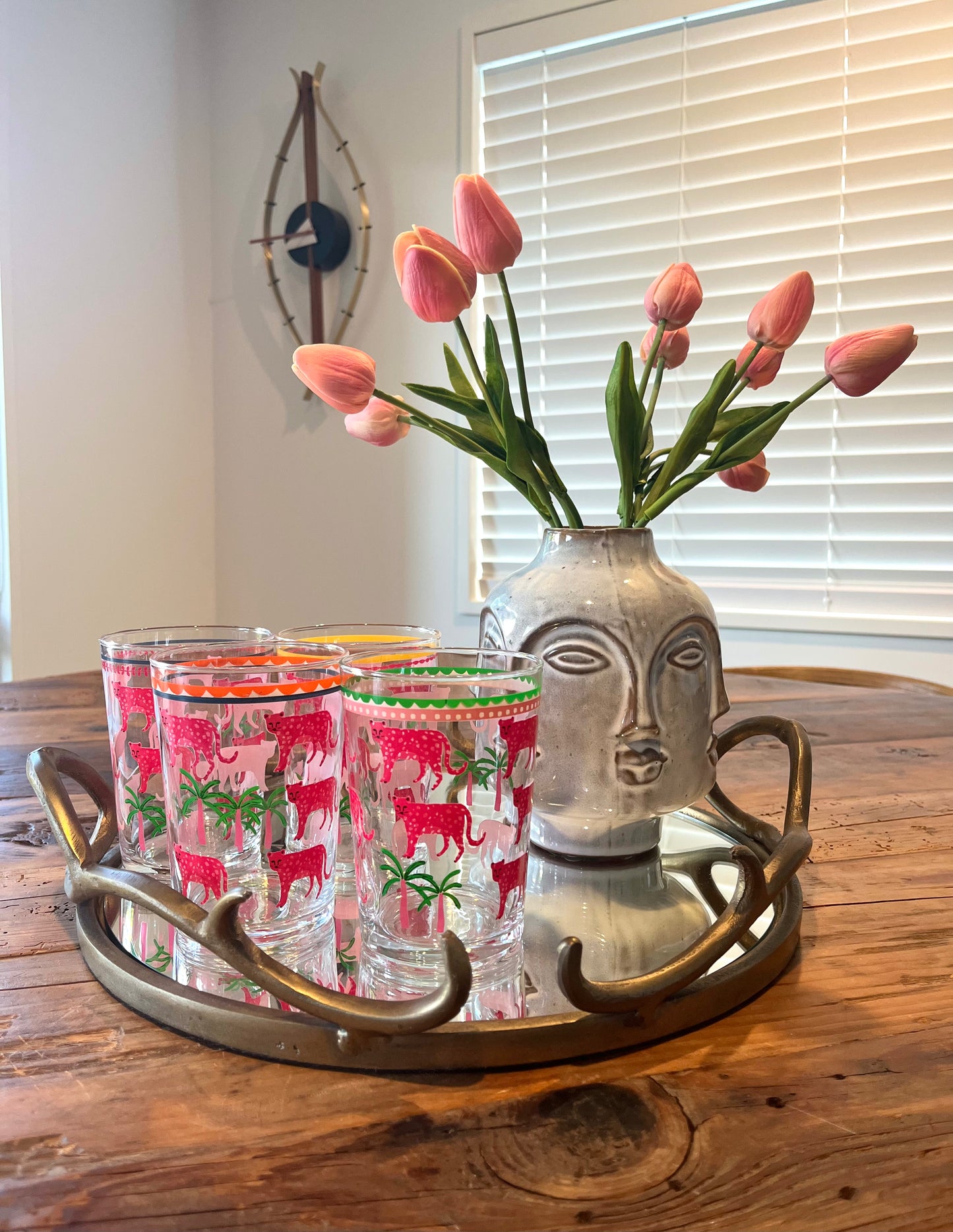 Gorgeous Tray with Funky Glasses & Fabulous Faces Vase