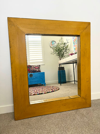 Gorgeous Yellow Rustic Wooden Mirror
