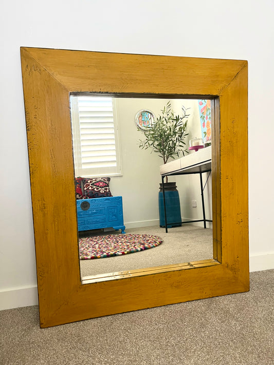 Gorgeous Yellow Rustic Wooden Mirror