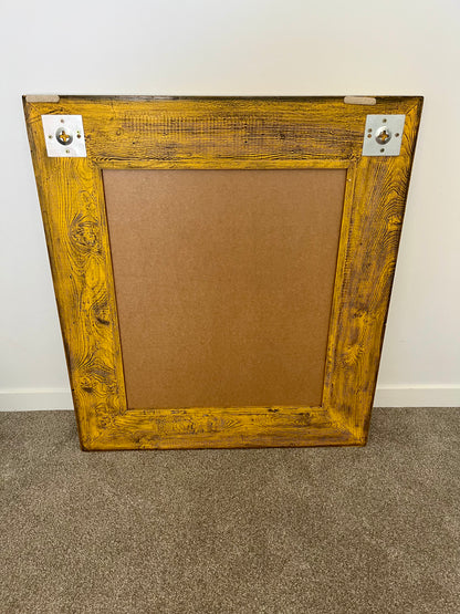 Gorgeous Yellow Rustic Wooden Mirror