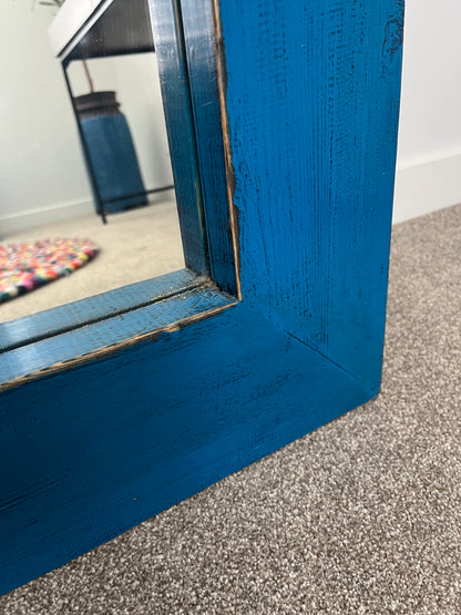 Beautiful Blue Wooden Mirror