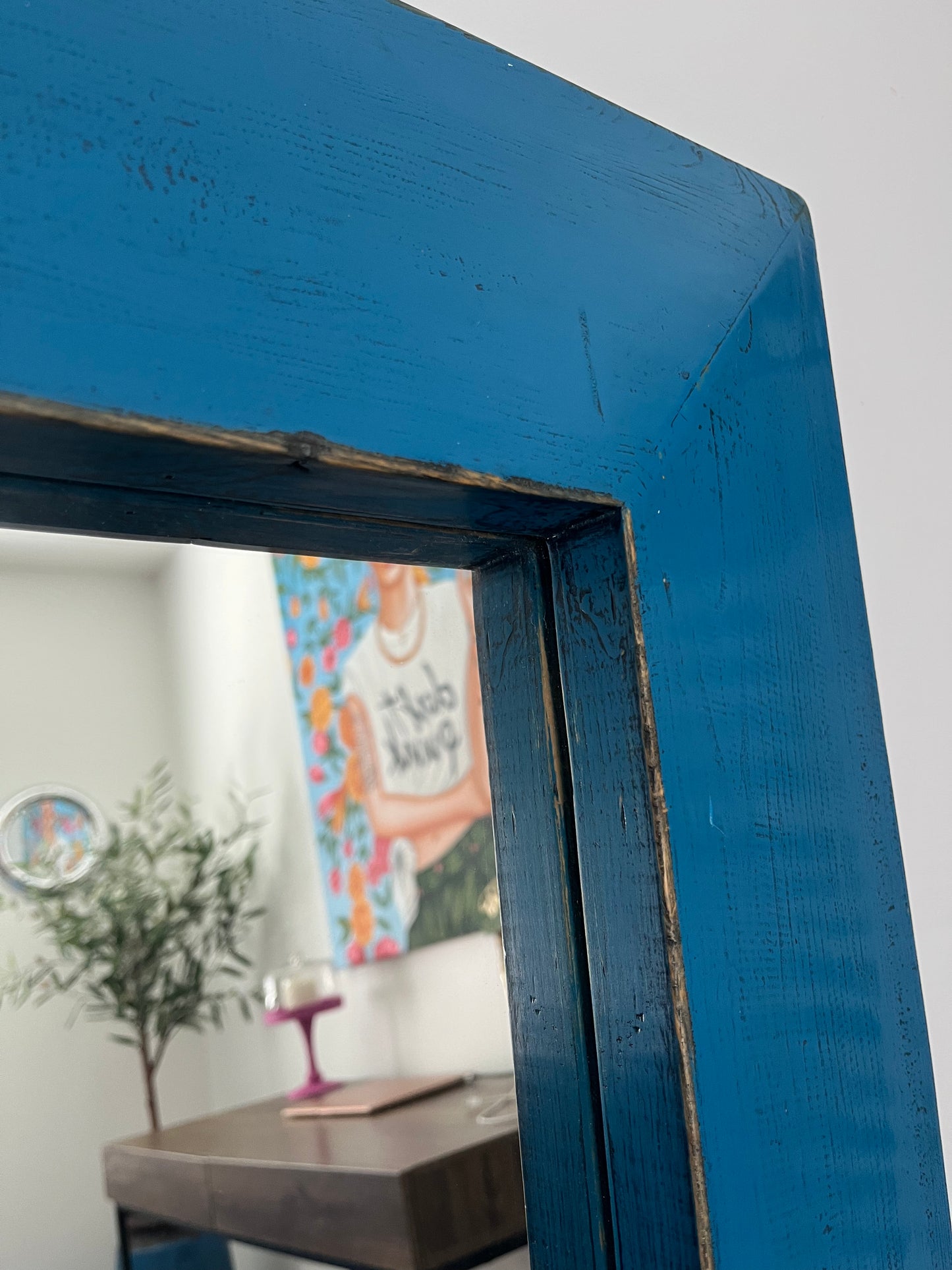 Beautiful Blue Wooden Mirror