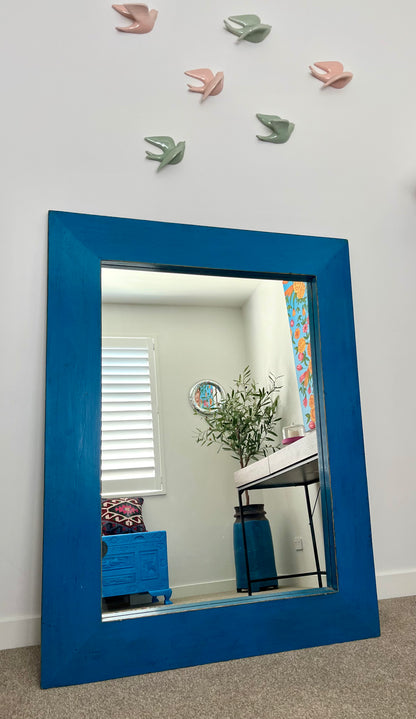 Beautiful Blue Wooden Mirror