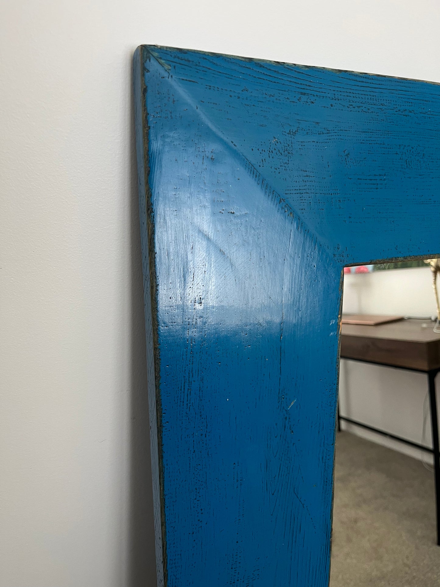 Beautiful Blue Wooden Mirror