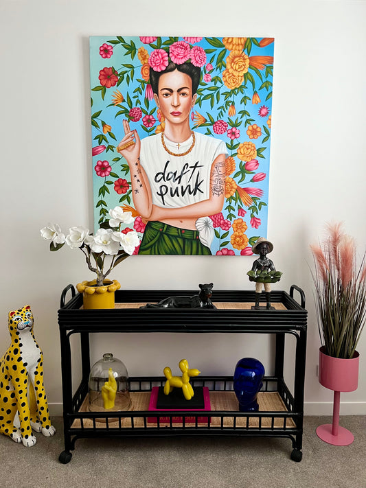 Gorgeous Rattan Bar Cart/ Display Shelf