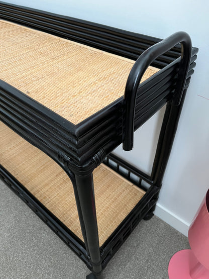 Gorgeous Rattan Bar Cart/ Display Shelf