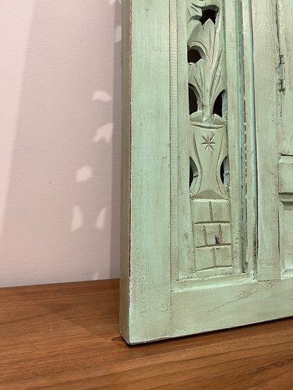 Beautiful Indonesian Carved Shutter Mirror