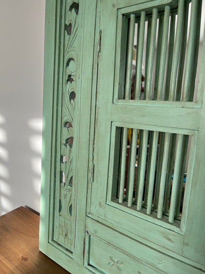 Beautiful Indonesian Carved Shutter Mirror