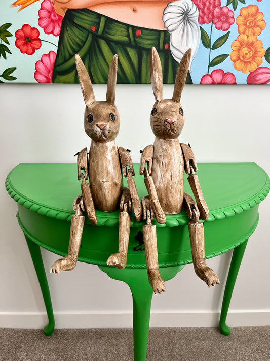 Lovely Pair of Wooden Rabbits